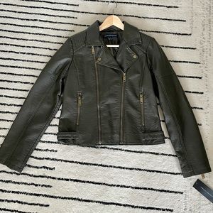 Olive green leather jacket